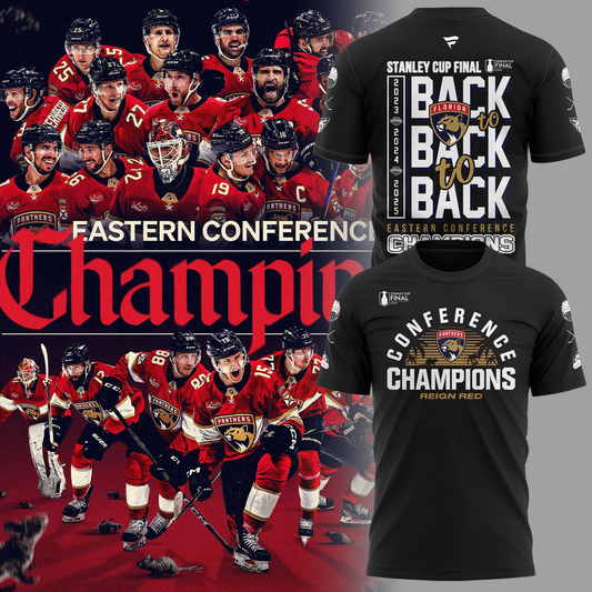 Special Edition Florida Panthers Back-To Back-To-Back Eastern Conference Champions T-Shirt 2025