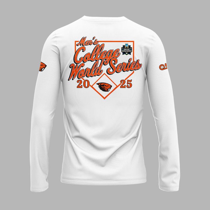 Special New Beavers Baseball Men's College World Series White Long Sleeve Shirt 2