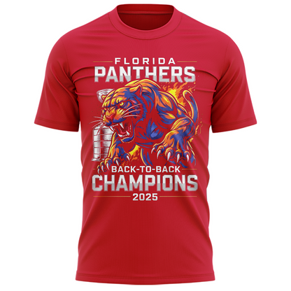 Special Edition Florida Panthers Back-To-Back Stanley Cup Champions T-Shirt 2025