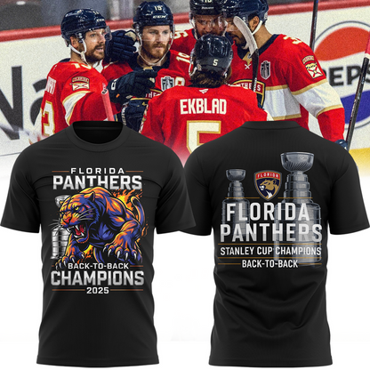 Special Edition Florida Panthers Back-To-Back Stanley Cup Champions T-Shirt 2025