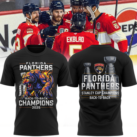 Special Edition Florida Panthers Back-To-Back Stanley Cup Champions T-Shirt 2025