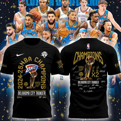 OKC Thunder Basketball Black T-Shirt 2025 Champions - OKC Thunder Won For City Shirt