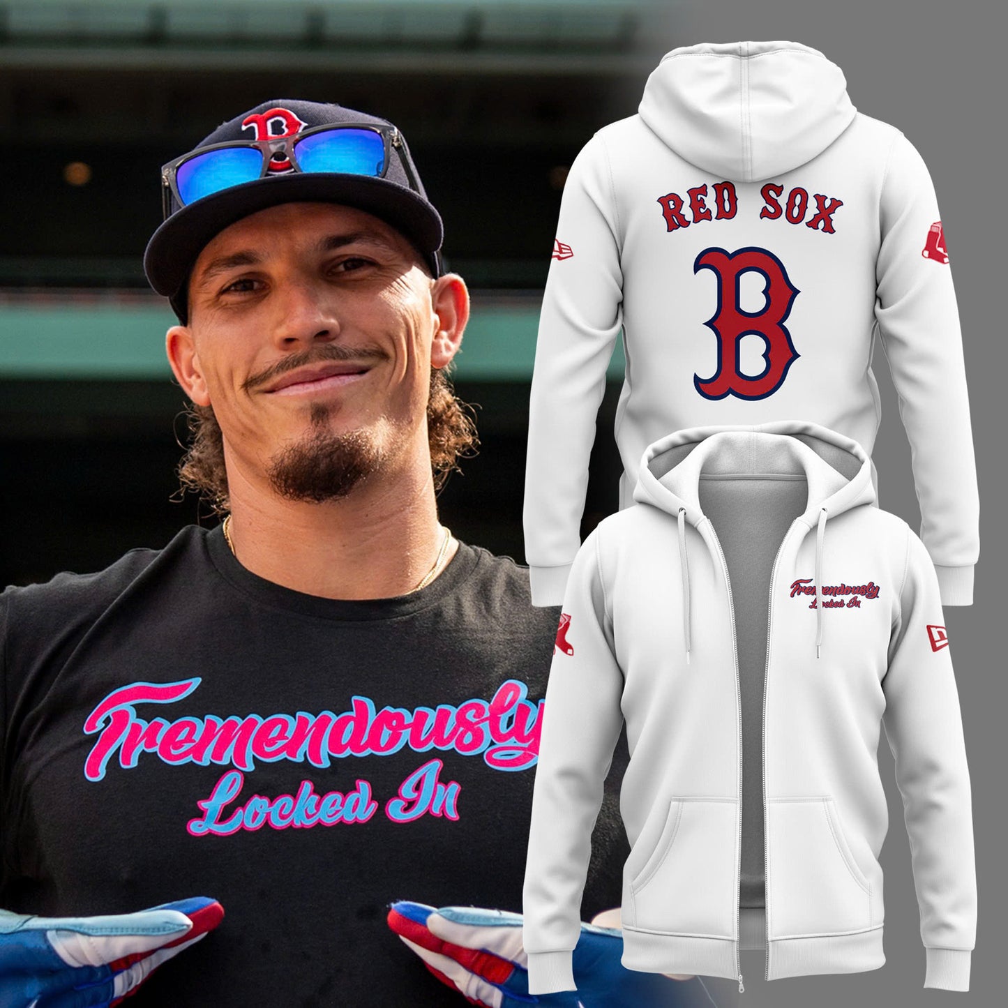 Special New "Tremendously Locked In" White Zip Hoodie