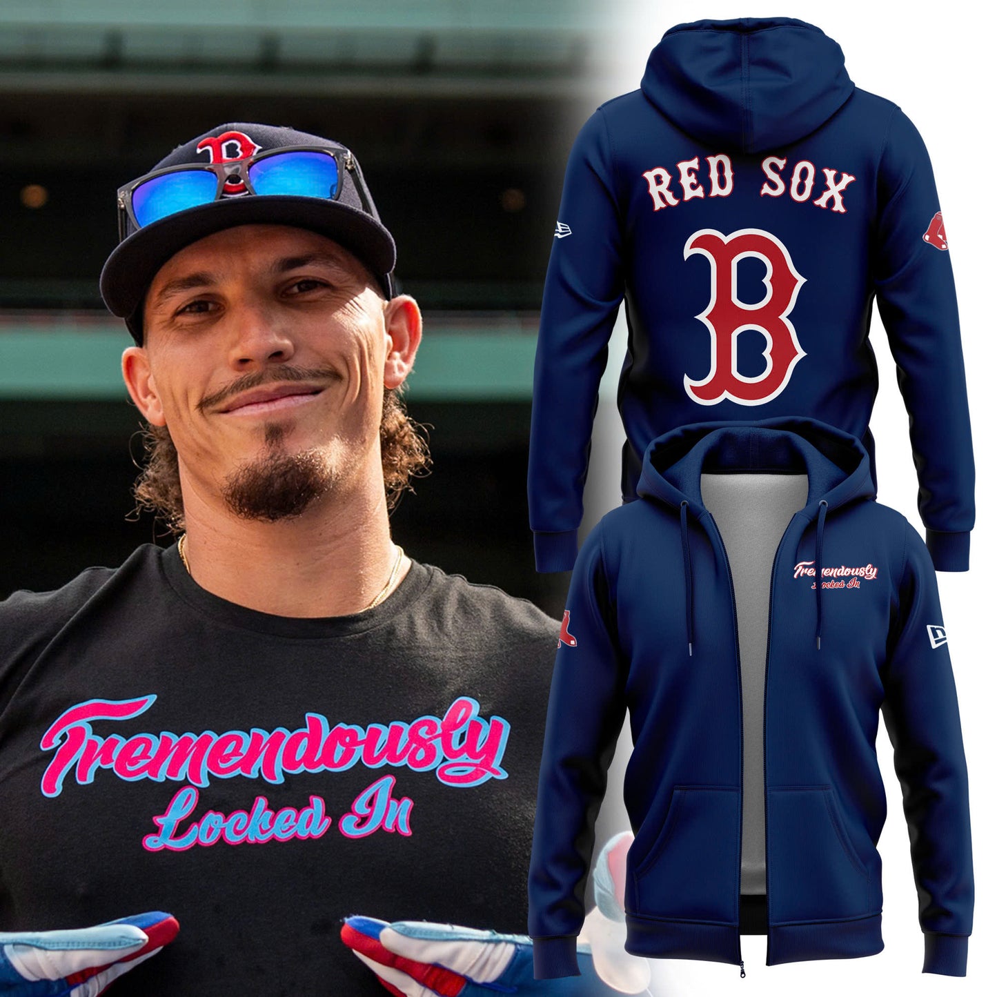 Special New "Tremendously Locked In" Navy Zip Hoodie