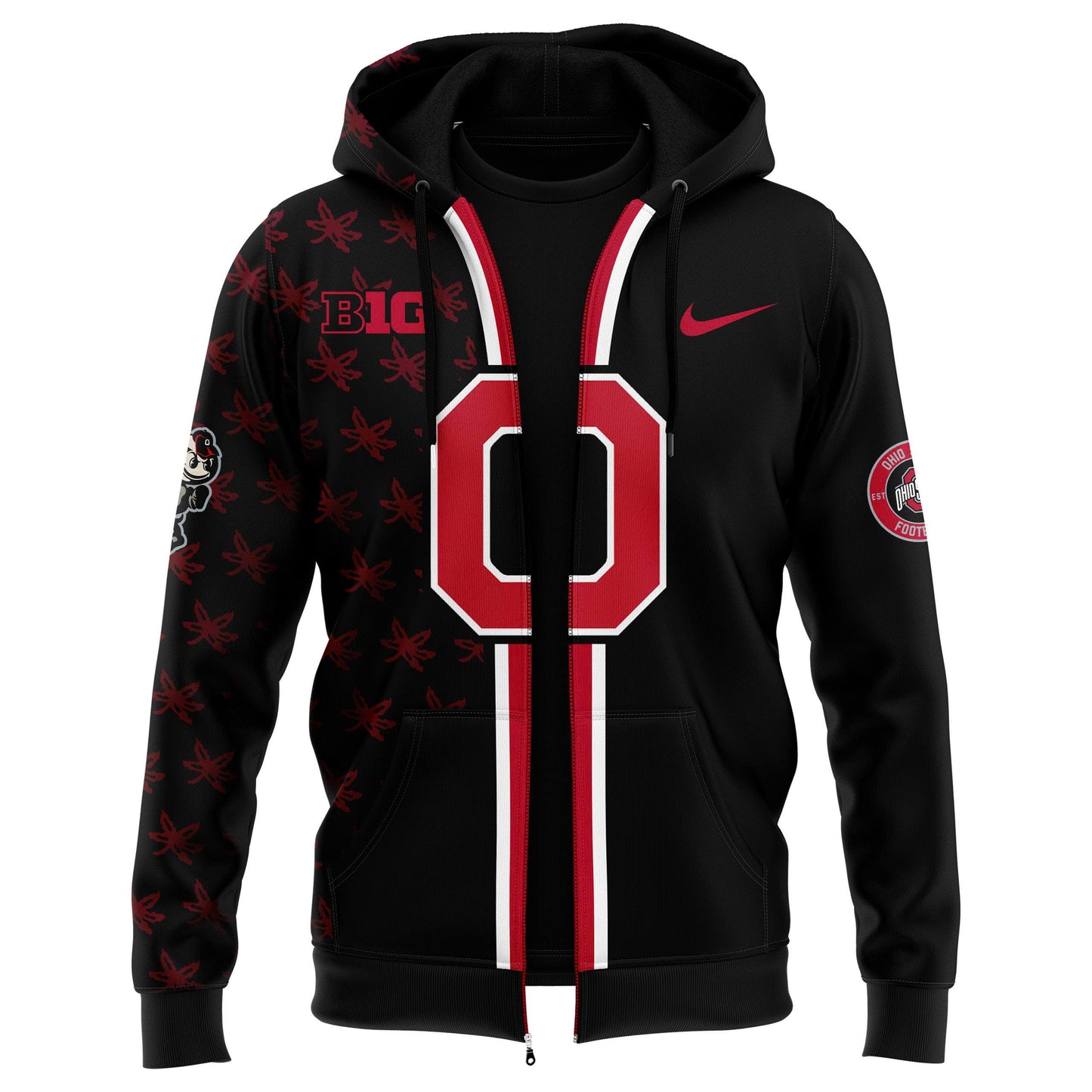 Premium Ohio State Buckeyes Black ZIP Hoodie 2025 Season