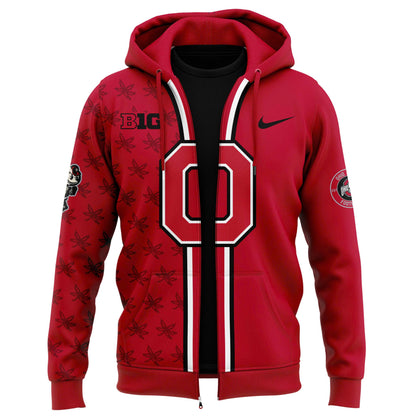 Premium Ohio State Buckeyes Red ZIP Hoodie 2025 Season