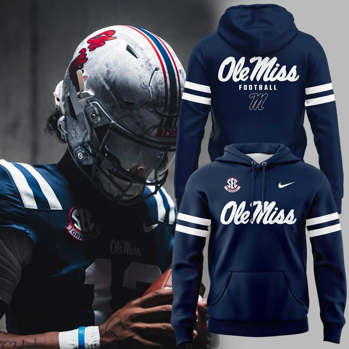 Ole Miss Football Uniform Hoodie - Navy Blue - Limited Edition