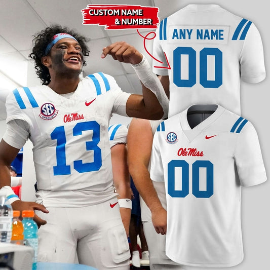 Ole Miss Rebels Football Custom Game Jersey - White - Limited Edition