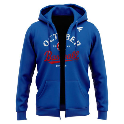 Special October Baseball Post Season 2025 Chicago Cubs Zip Hoodie 2