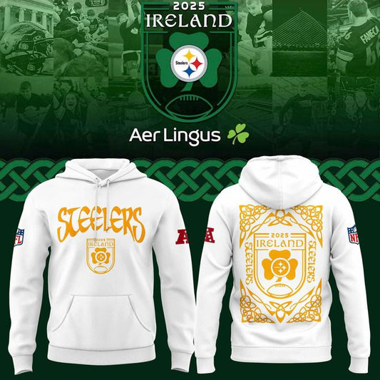 Pittsburgh Steelers 2025 Ireland game Hoodie - White