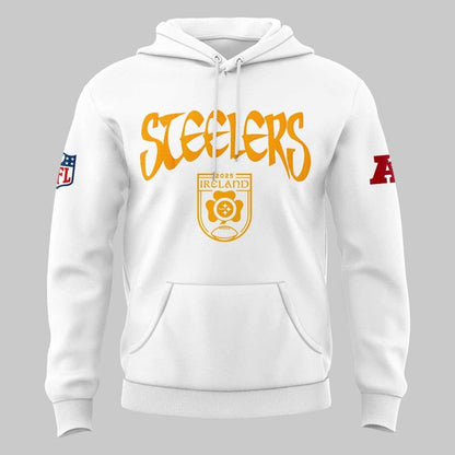 Pittsburgh Steelers 2025 Ireland game Hoodie - White