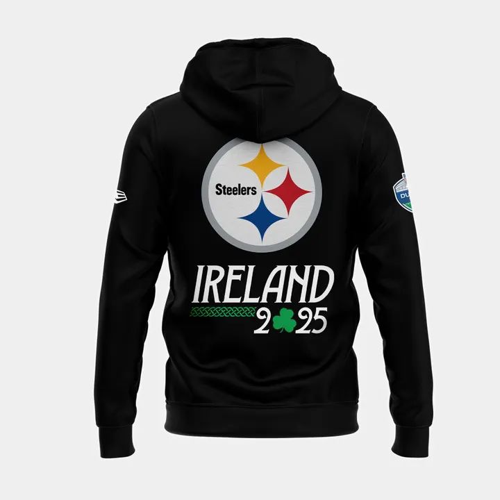 Pittsburgh Steelers New Era 2025 Ireland game Zip Hoodie - Black