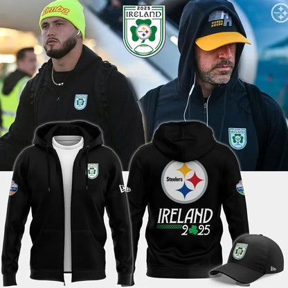 Pittsburgh Steelers New Era 2025 Ireland game Zip Hoodie - Black