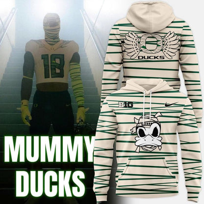Oregon Ducks Mummy Mode White Combo Hoodie