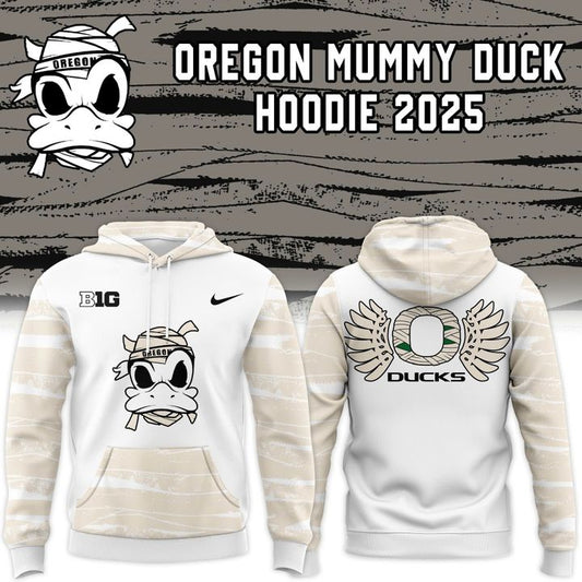 Oregon Ducks Mummy Mode White Combo Hoodie