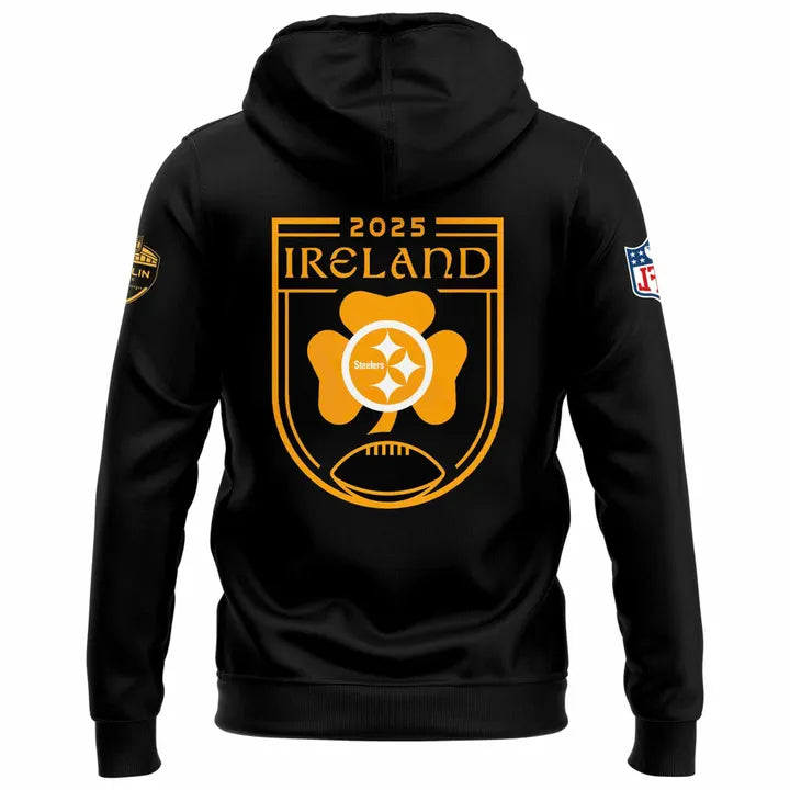 Pittsburgh Steelers 2025 Ireland Dublin game "Terrible Towel" Hoodie - Black