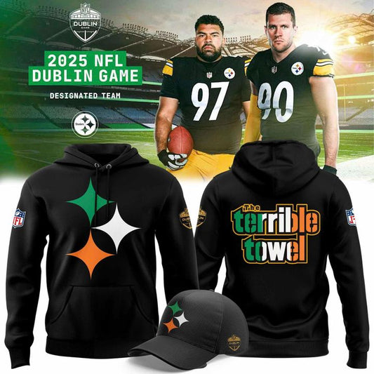 Pittsburgh Steelers 2025 Ireland Dublin game "Terrible Towel" Limited Hoodie - Black