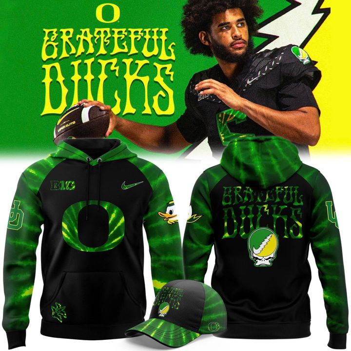 Oregon Ducks Football 2025 Grateful Ducks Tie-Dye Hoodie