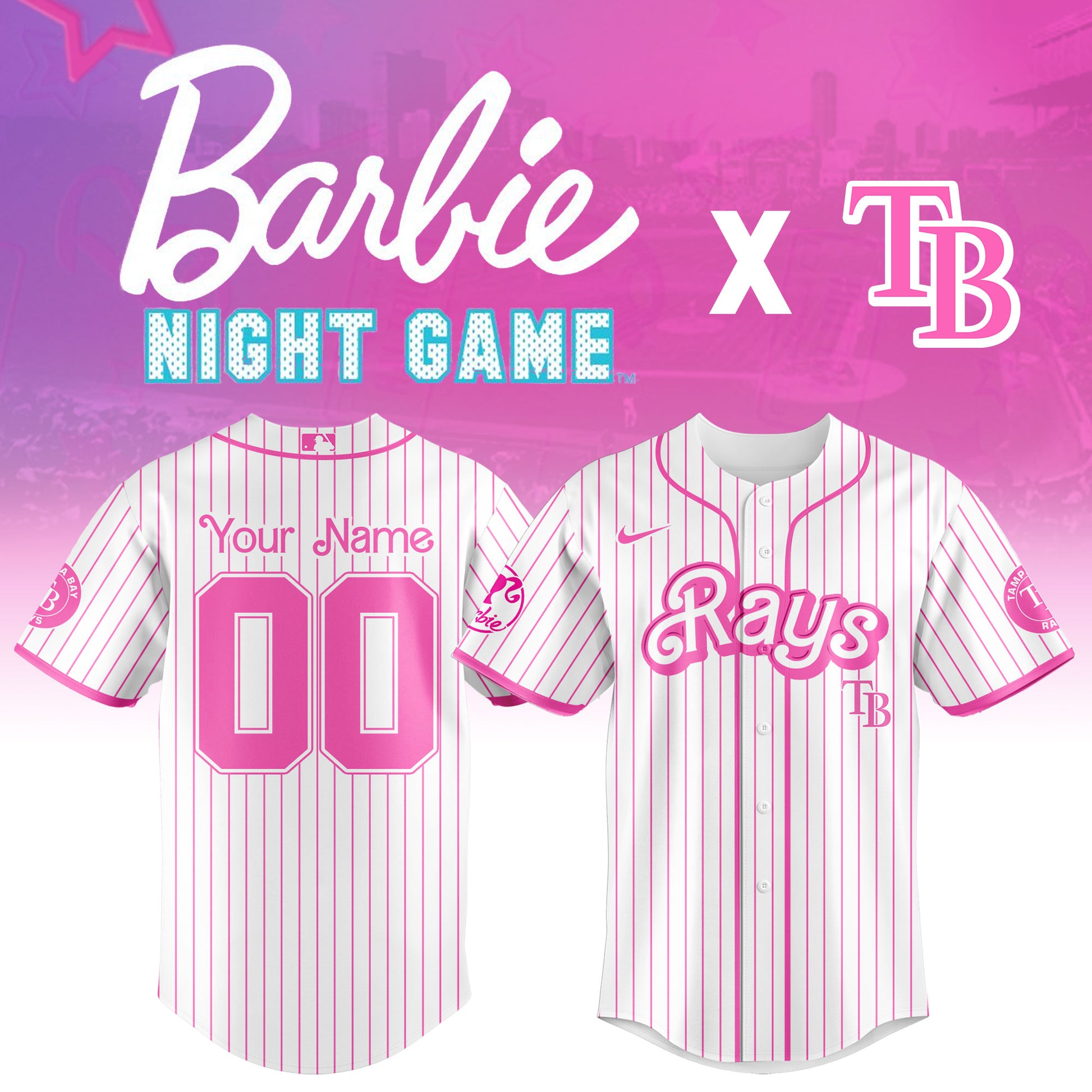 .    Tampa  Bay Rays MLB x Barbie Night Game Limited Edition Jersey 2025 v2