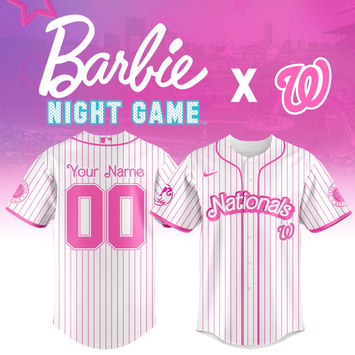 .    Washington  Nationals MLB x Barbie Night Game Limited Edition Jersey 2025 v2