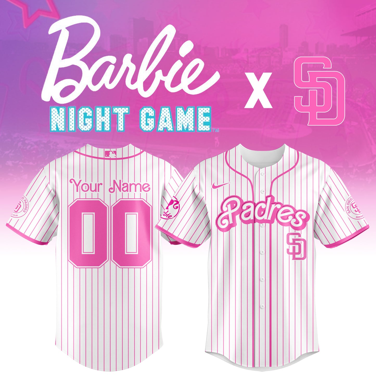 .    San  Diego Padres MLB x Barbie Night Game Limited Edition Jersey 2025 v2