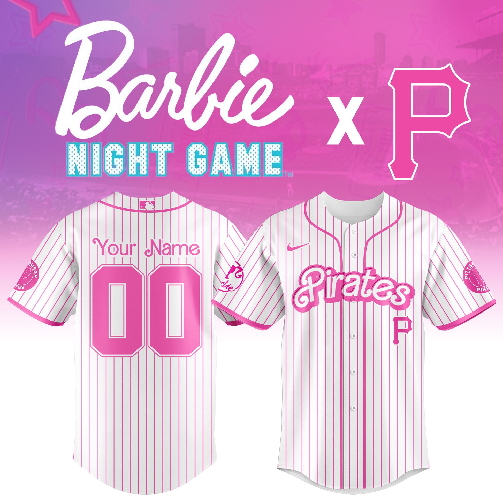 .    Pittsburgh  Pirates MLB x Barbie Night Game Limited Edition Jersey 2025 v2