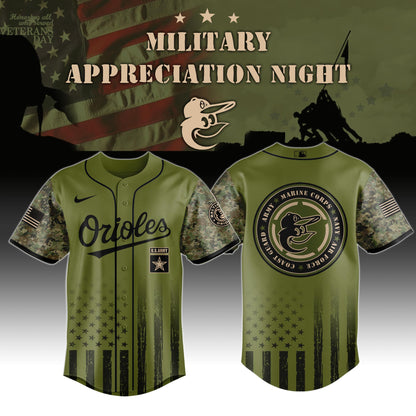 _Baltimore Orioles MLB x Military Appreciation Night  (Army, Navy, USAF, USMC, USCG) Jersey Editions Limited 2025 V2