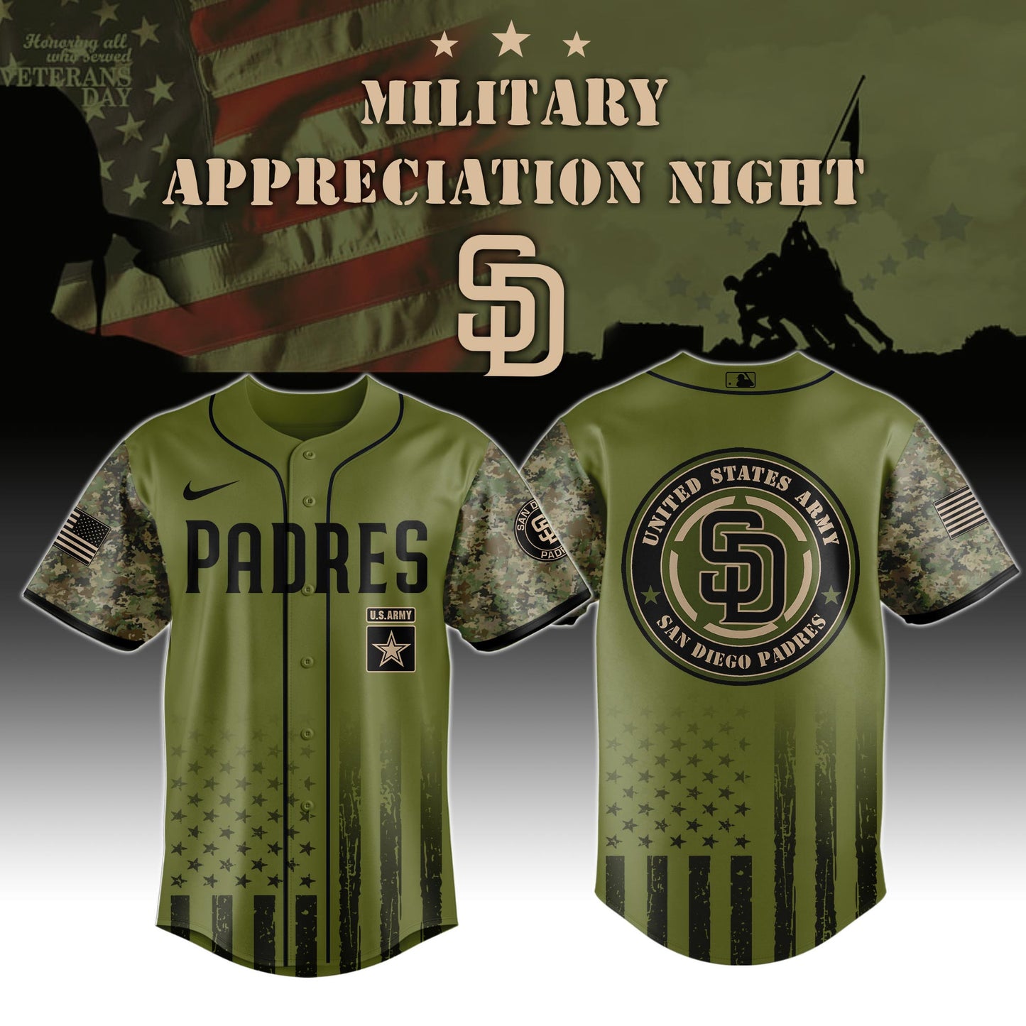 _San Diego Padres MLB x Army Military Appreciation Night Jersey Editions Limited 2025