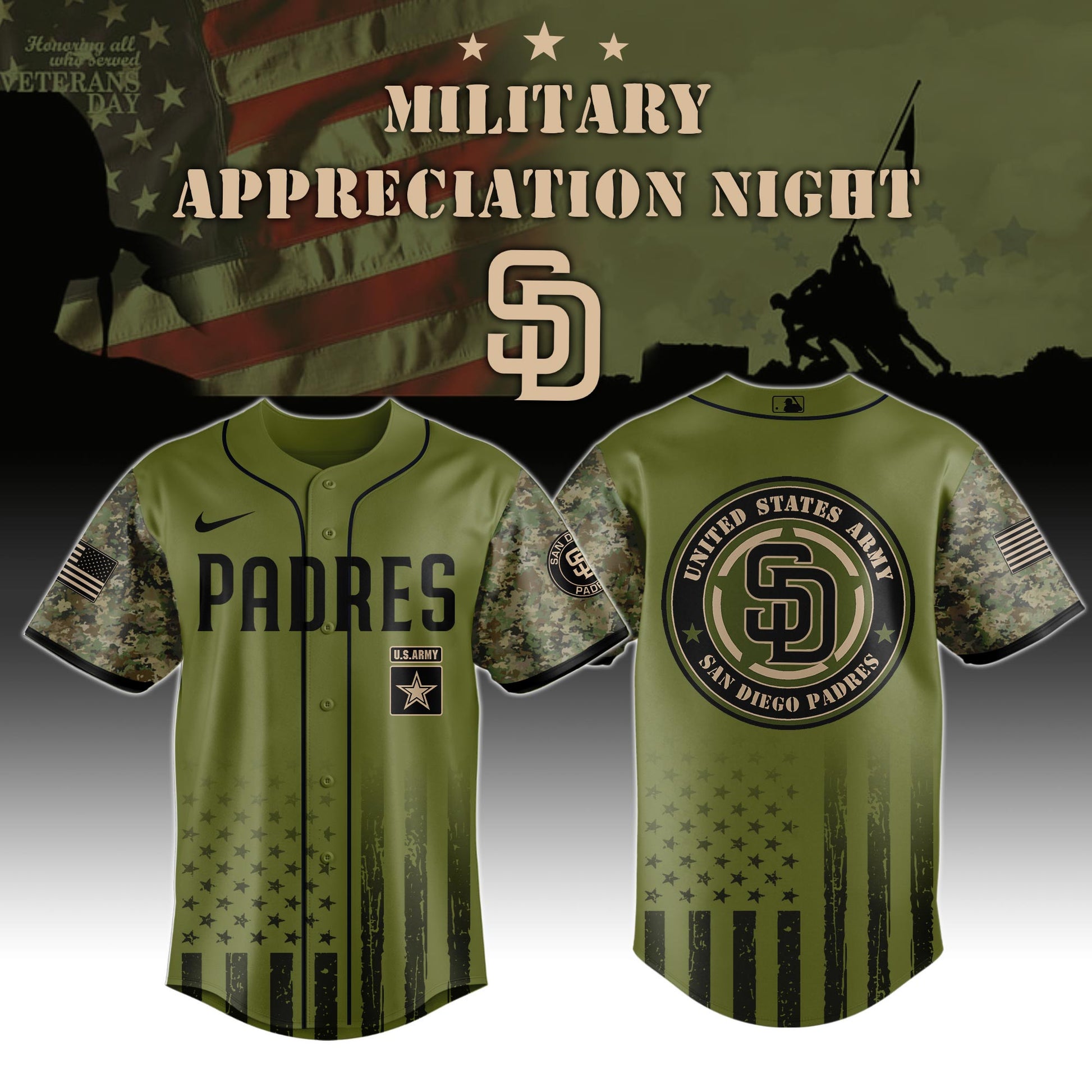 _San Diego Padres MLB x Army Military Appreciation Night Jersey Editions Limited 2025