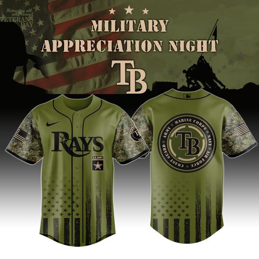 _Tampa Bay Rays MLB x Military Appreciation Night  (Army, Navy, USAF, USMC, USCG) Jersey Editions Limited 2025 V2