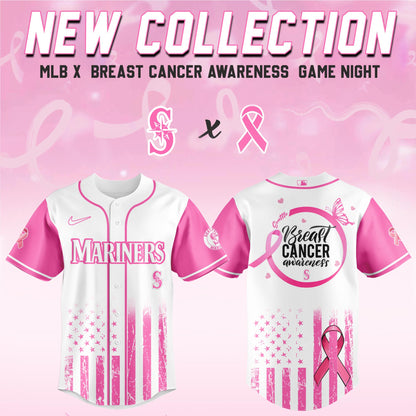 Seattle Mariners x  Breast Cancer Awareness Game Night Jersey Editons Limited v2