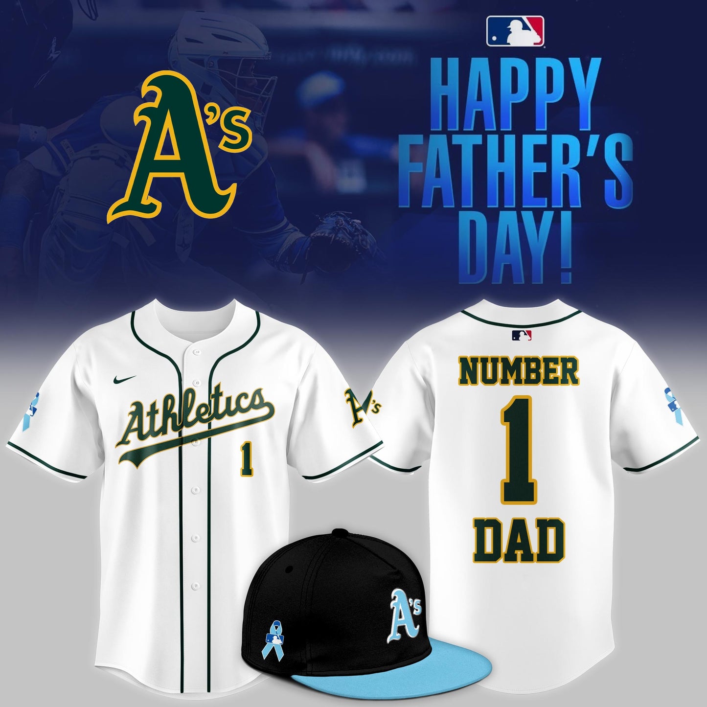 Oakland Athletics 2025 Fathers Day Number 1 Dad Limited Jersey