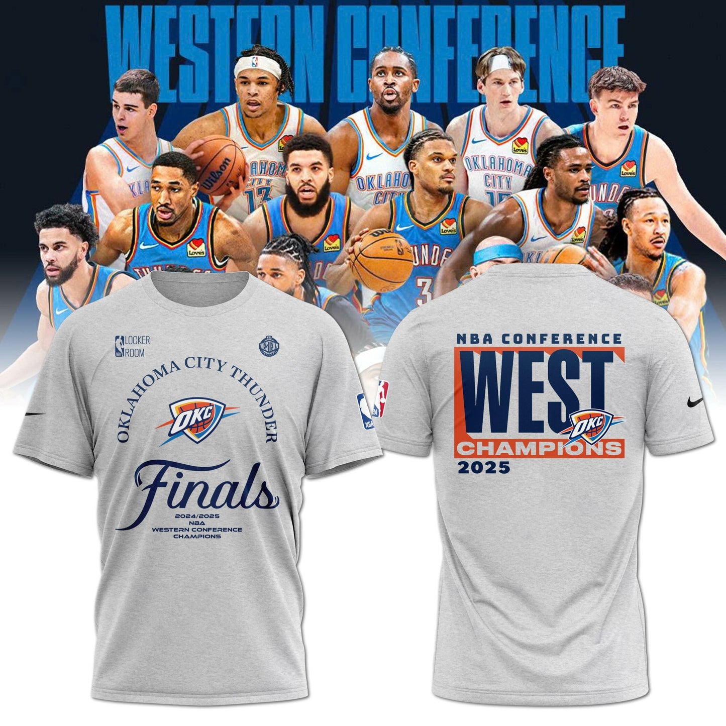 Oklahoma City Thunder 2025 Western Conference Champions Locker Room T-Shirt