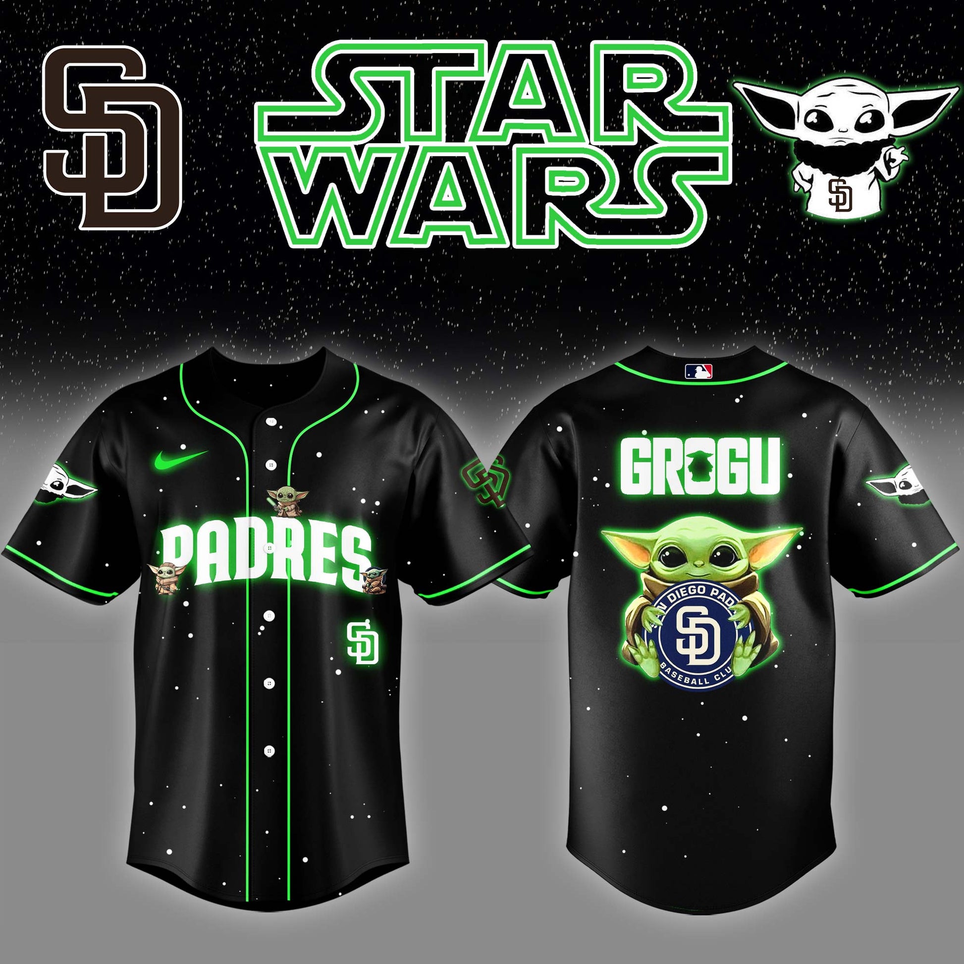 San Diego Padres x Stars Wars Grogu Night Baseball Jersey Editions Limited v3