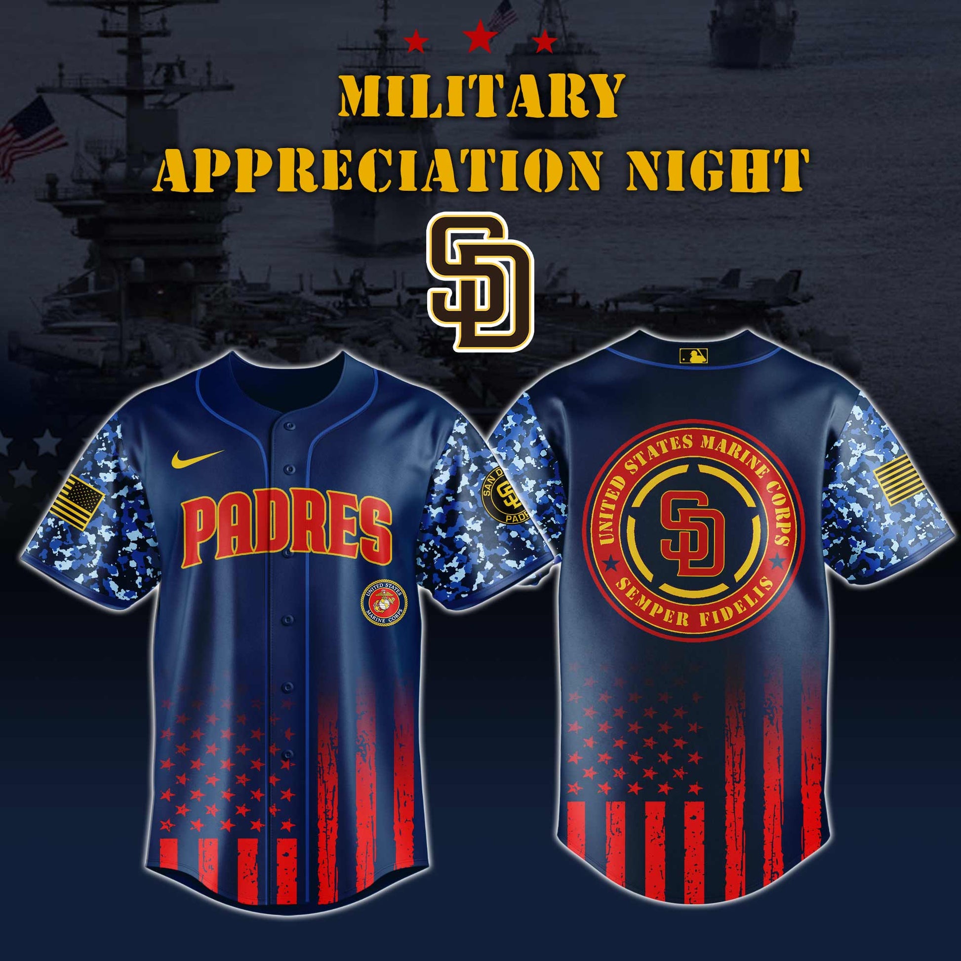 _San Diego Padres MLB x Marine Corps Military Appreciation Night Jersey Editions Limited 2025 V3