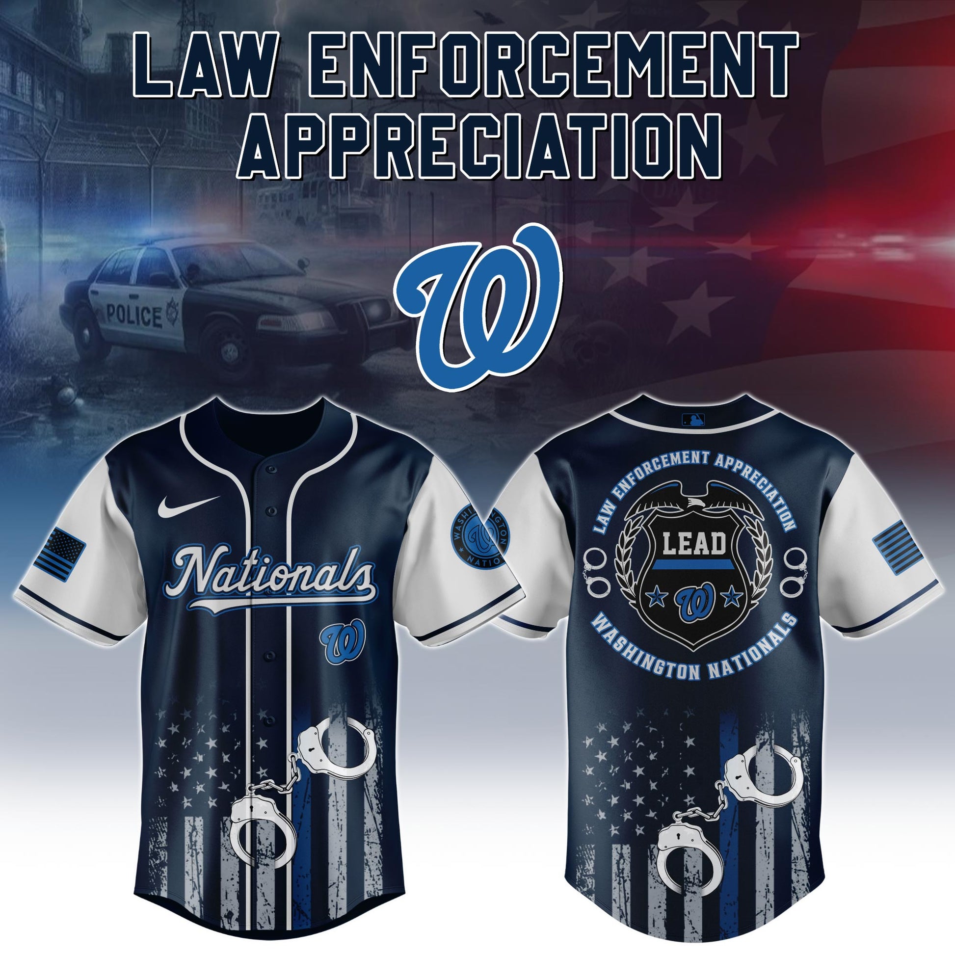 . Washington Nationals MLB x Law Enforcement Appreciation Day Jersey Limited