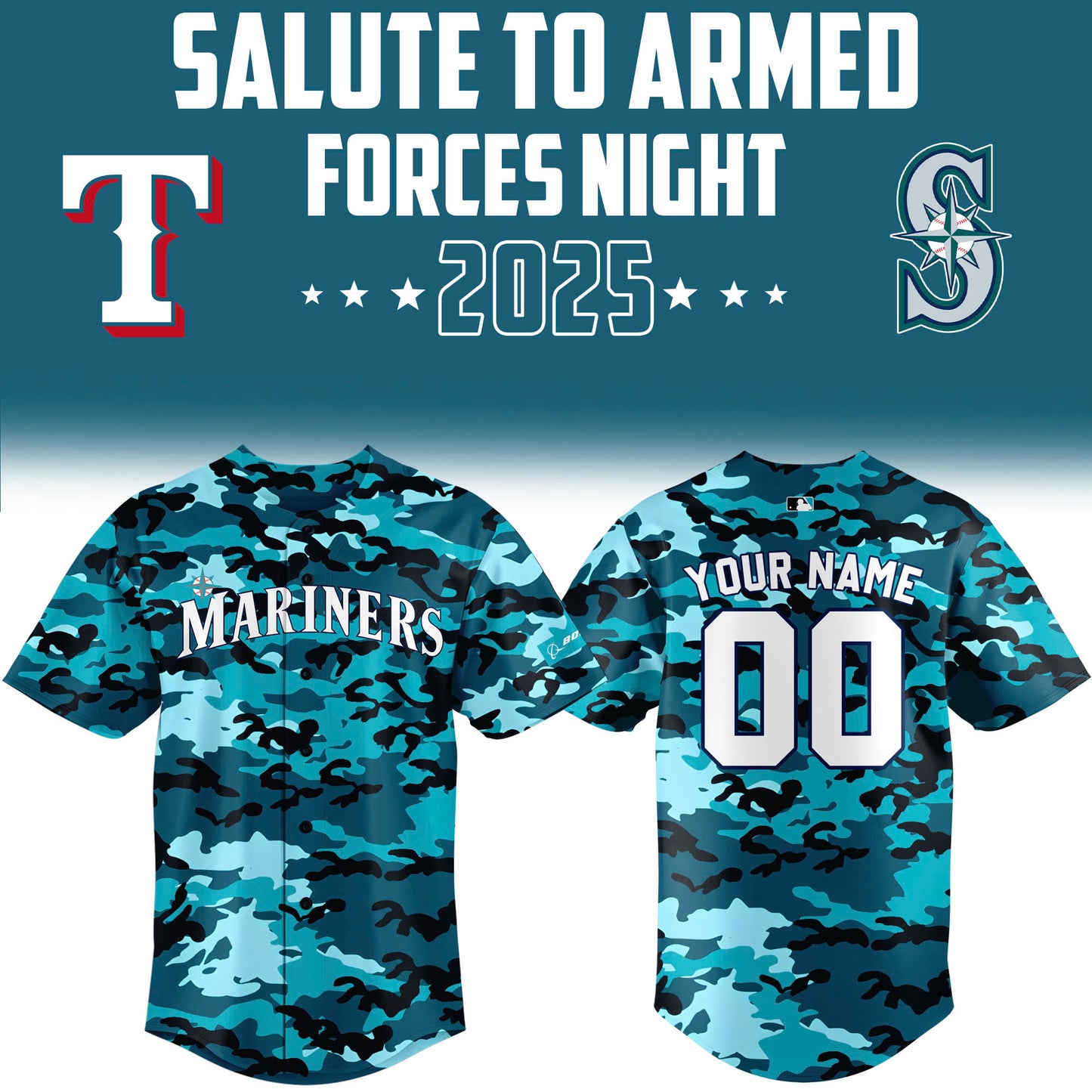 Seattle Mariners 2025 Salute to Armed Forces Night Baseball Jersey