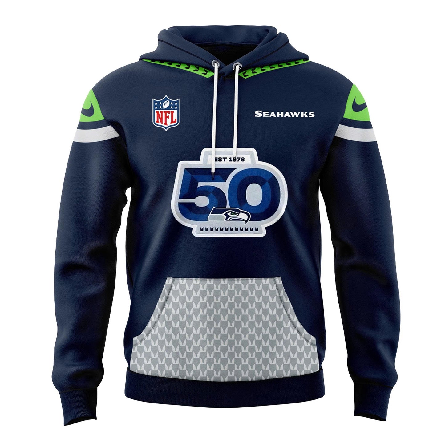 Seattle Seahawks 50 Seasons Patch 50th Annivesary Hoodie