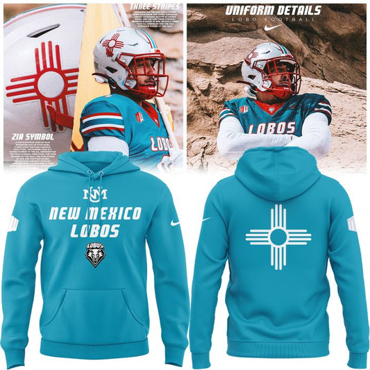 Special Edition New Mexico Lobos Wordmark Logo Uniform Hoodie - The Turquoise