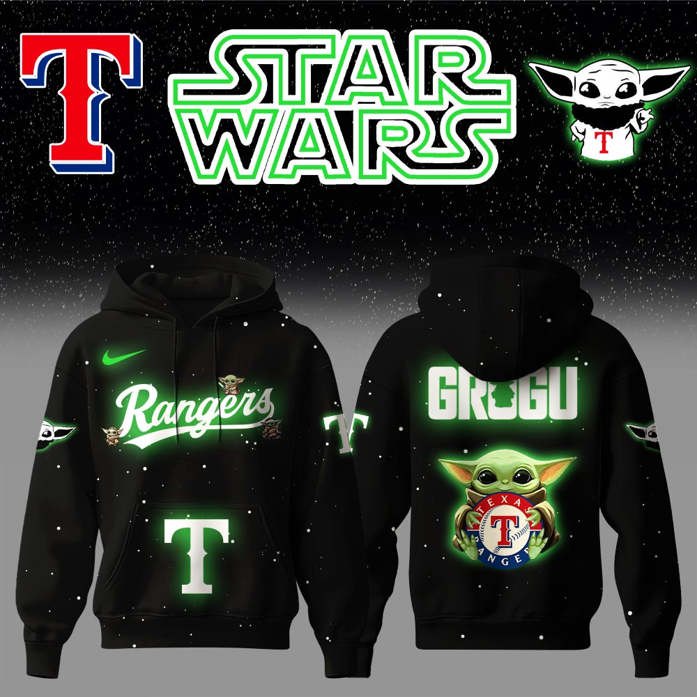 .Texas Rangers x Stars Wars Baby Yoda Game Night Hoodie Editions Limited