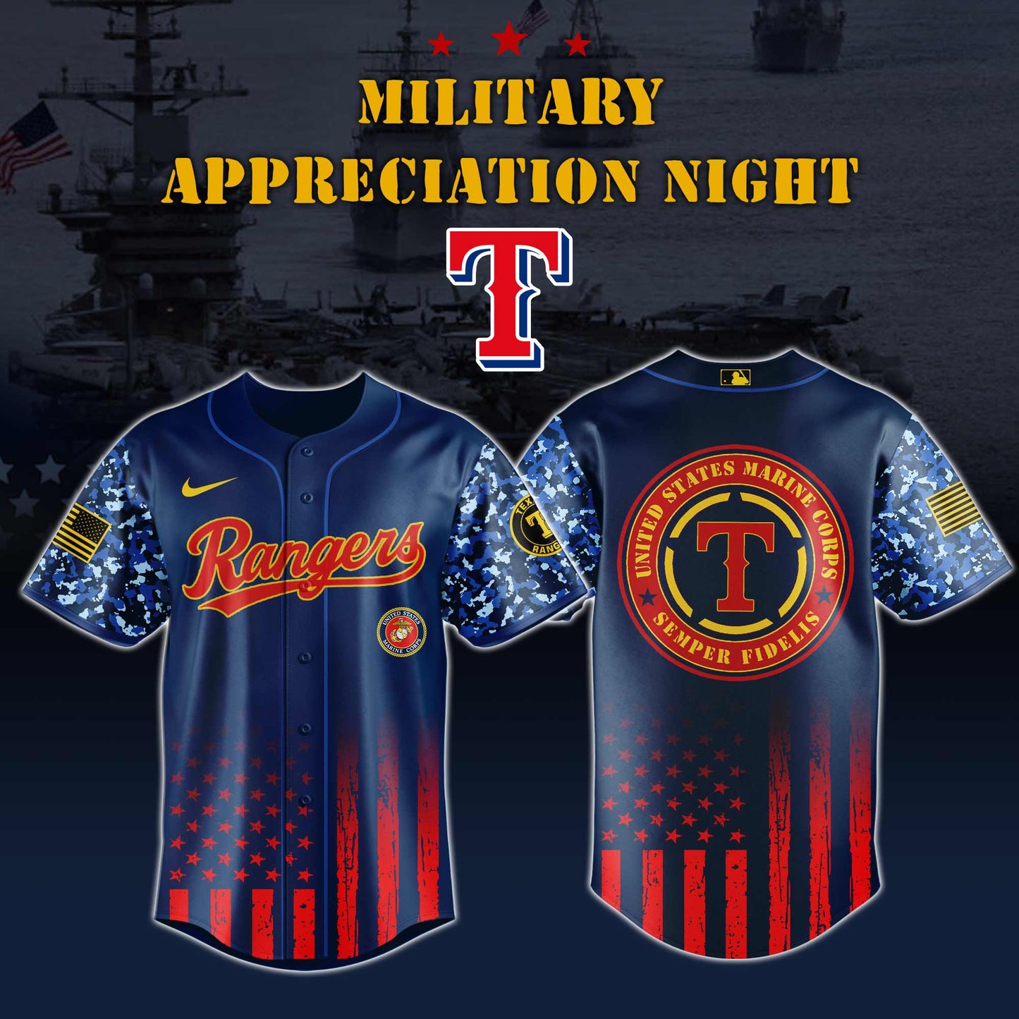 _Texas Rangers MLB x Marine Corps Military Appreciation Night Jersey Editions Limited 2025 V3