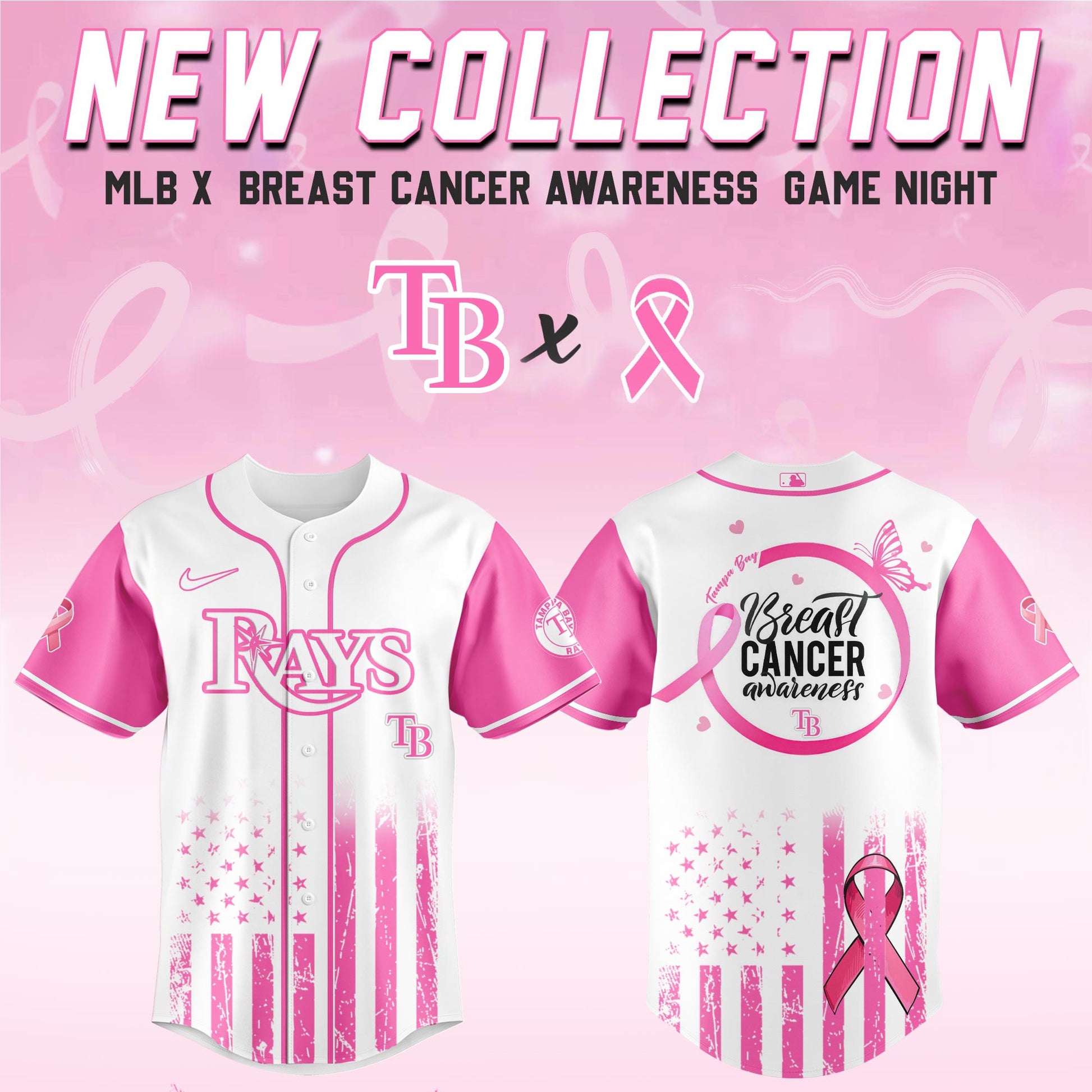 Tampa Bay Rays x  Breast Cancer Awareness Game Night Jersey Editons Limited v2