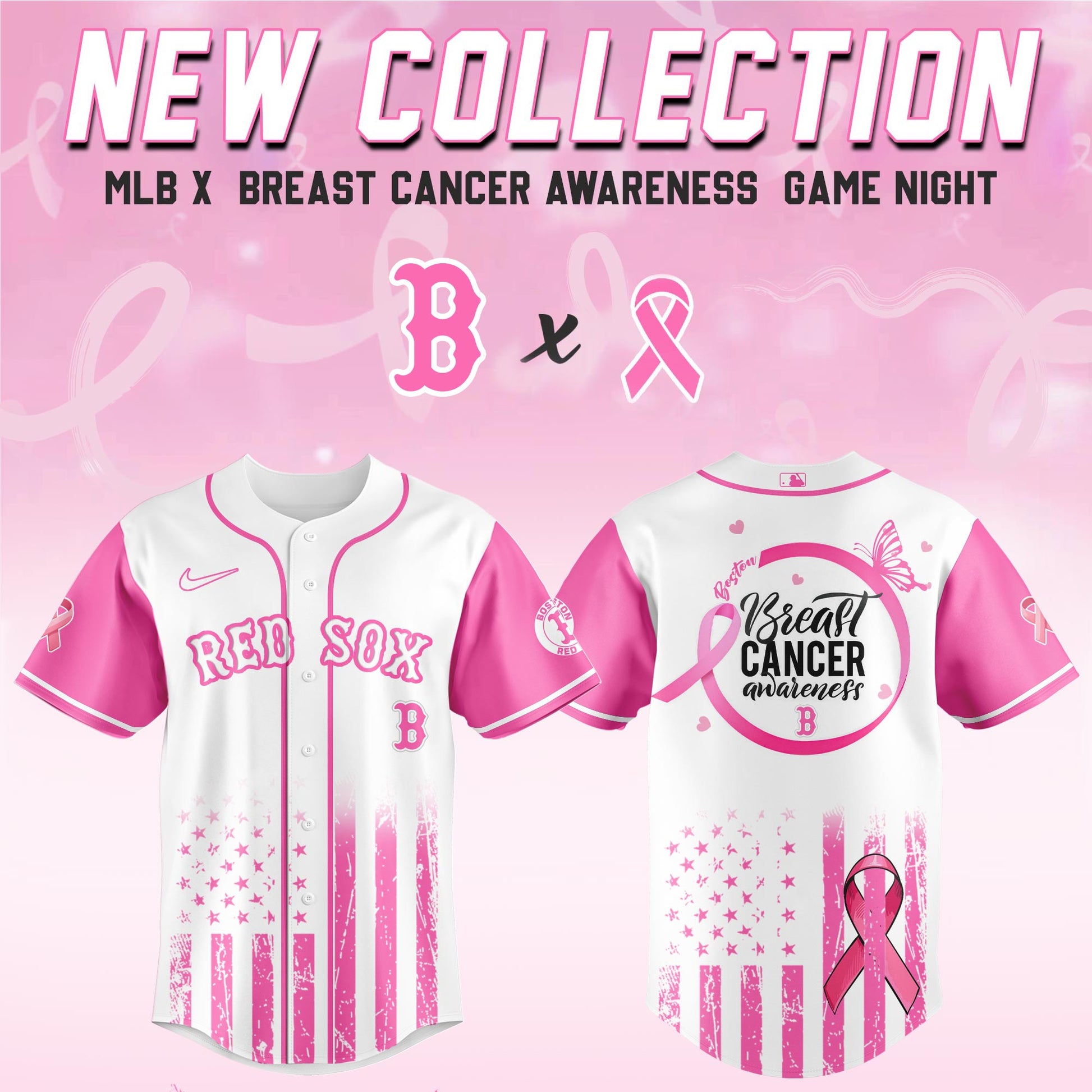 .Boston Red Sox x  Breast Cancer Awareness Game Night Jersey Editons Limited v2