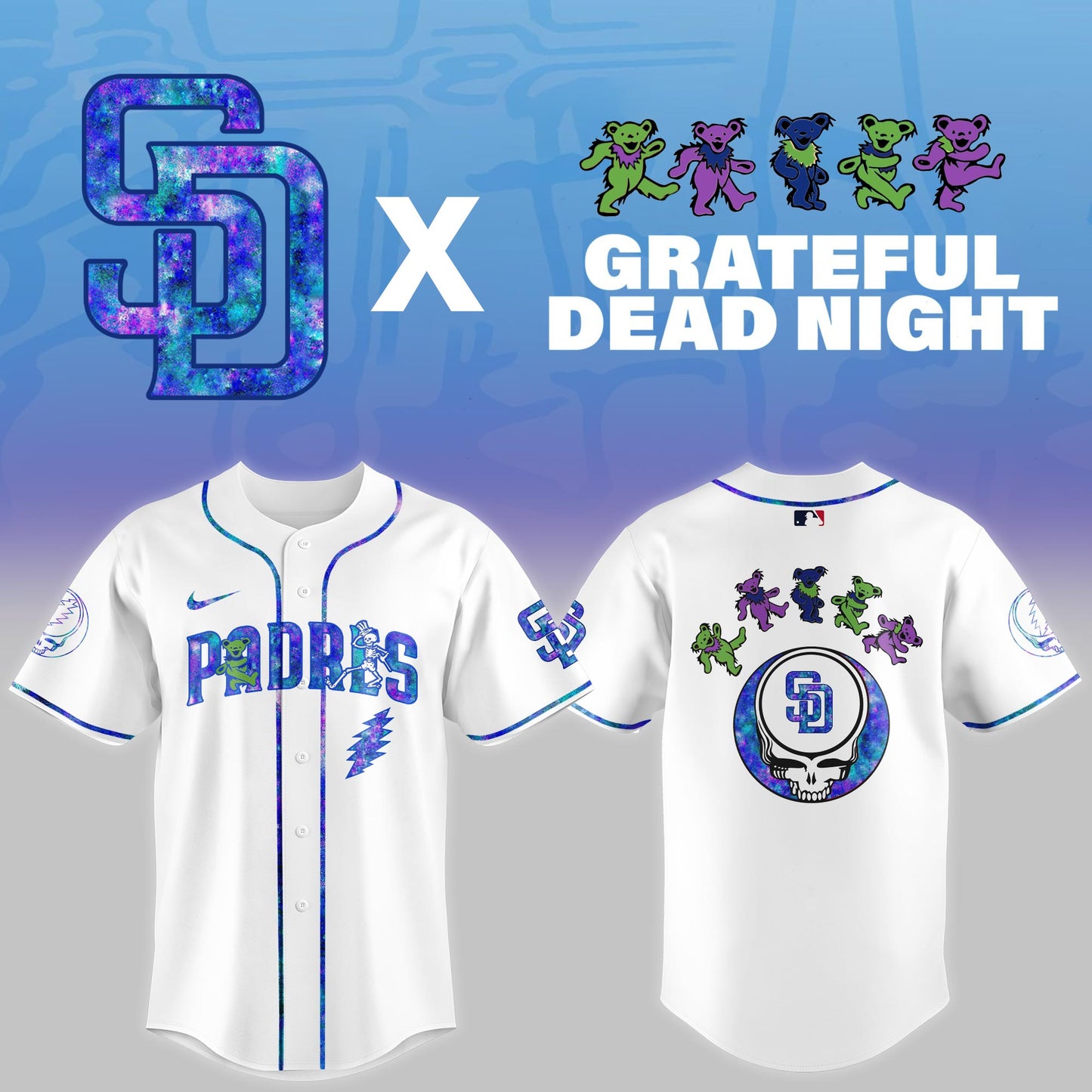.San Diego Padres 2025 Grateful Dead Night Limited Jersey