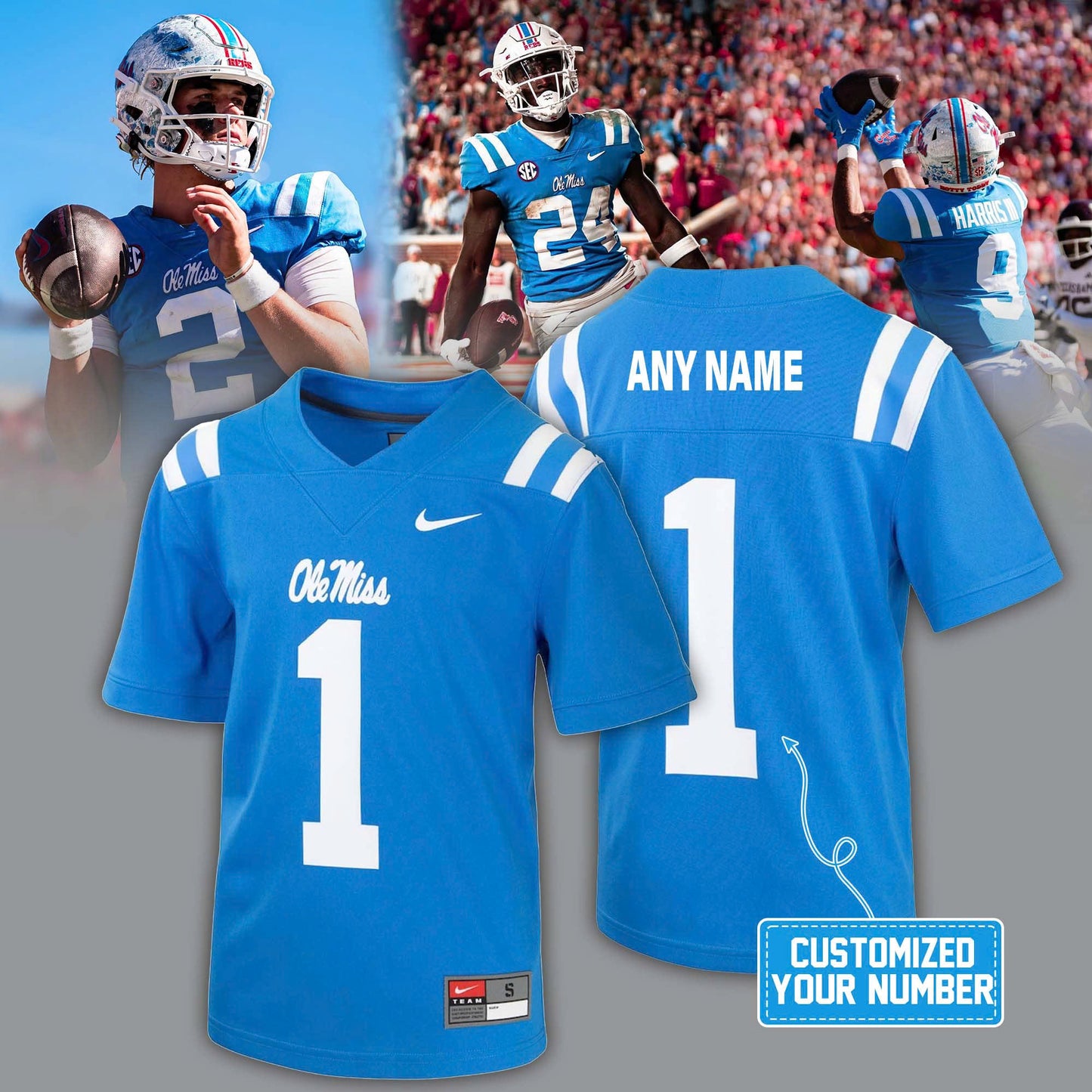 Ole Miss Rebels Untouchable Football Jersey Powder Blue