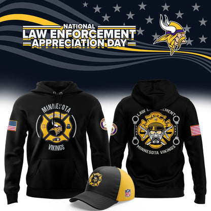 Premium Minnesota Vikings Merch - Minnesota Vikings 2025 First Responders Law Enforcement Appreciation Day Premium Limited Pullover Hoodie - Gear Up For Game Day