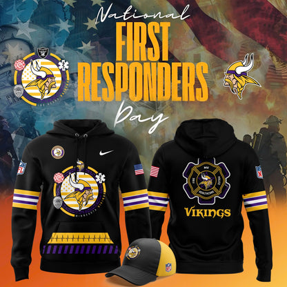 Premium Minnesota Vikings Merch - Minnesota Vikings Football 2025 National First Responders Law Enforcement Appreciation Day Premium Limited Pullover Hoodie - Gear Up For Game Day