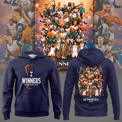 Special New Tottenham Hotspur Europa League 2025 Winners Navy Team Logo Hoodie