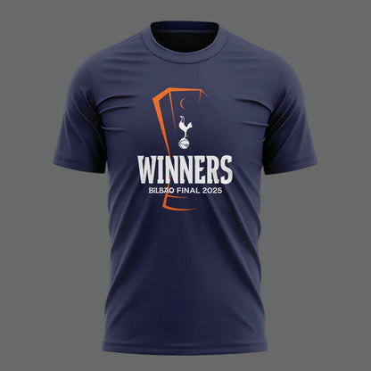 Special New Tottenham Hotspur Europa League 2025 Winners Navy Team Logo T-Shirt